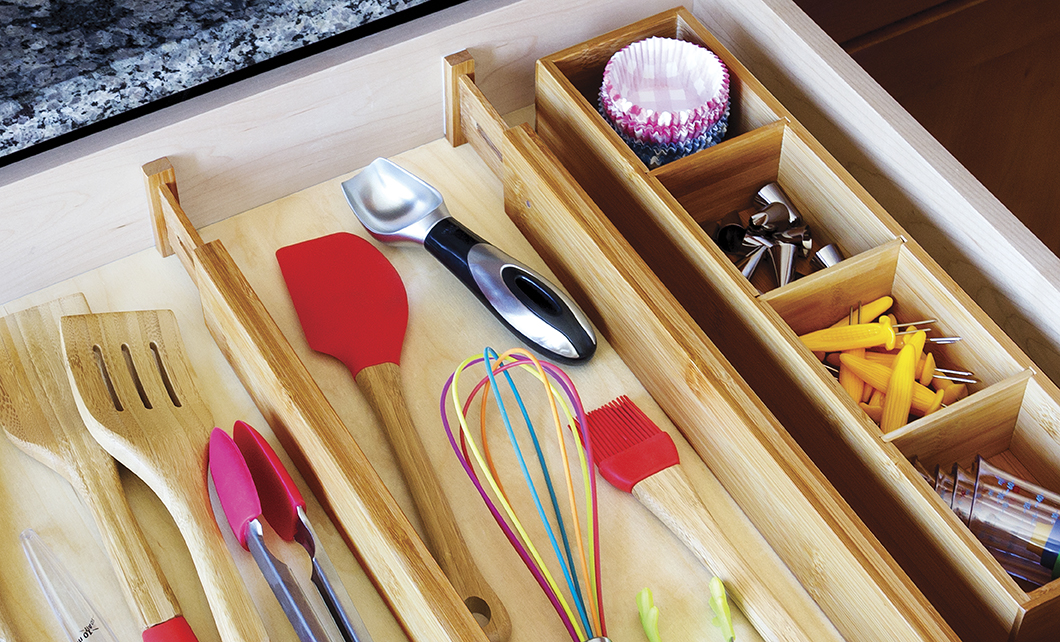 Declutter your drawers with Lipper International's 8897 Bamboo 2 Deep Kitchen Drawer Dividers. #summerhygge