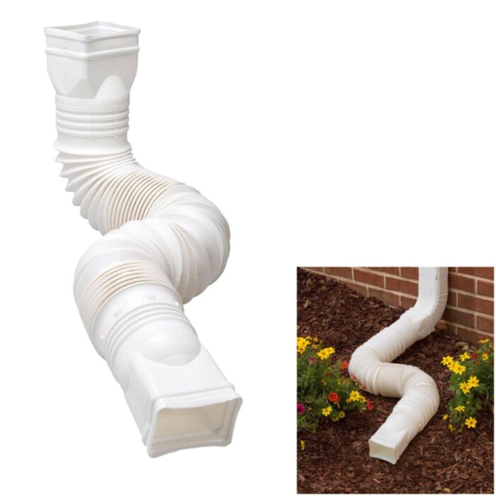 Amerimax White Flexible Downspout Extension Gutter Connector Rainwater ...