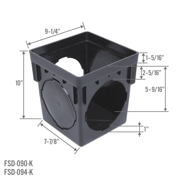 Storm Drain FSD-094-K 9-Inch Square Catch Basin Kit with Grate