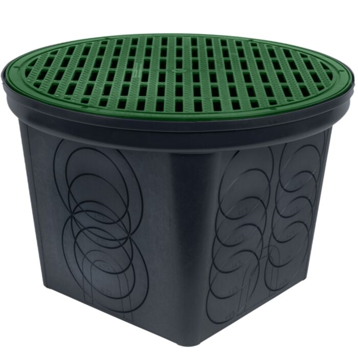 Large Round Catch Basin Green Grate Kit StormDrain FSD-3017-20BKIT-6 20 in 