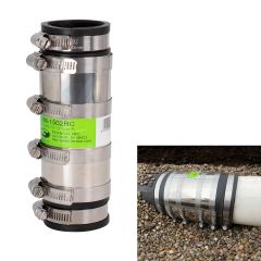 Fernco 1.5-inch XL Flexible Pipe Coupling Connector Fitting with Stainless Shield, Below Ground Plastic, Cast Iron, Steel