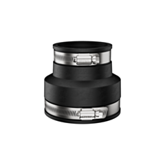 Fernco 1056-215 Reducing 2-in. x 1-1/2-in. Flexible PVC Pipe Coupling for Cast Iron and Plastic Plumbing Connections in Black