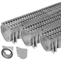 Source 1 Drainage 3-Pack Driveway Trench Channel Drain Galvanized Steel Grates