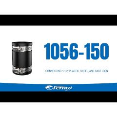 Fernco 1056-150 1-1/2 in. Flexible PVC Pipe Coupling for Cast Iron and Plastic Plumbing Connections in White