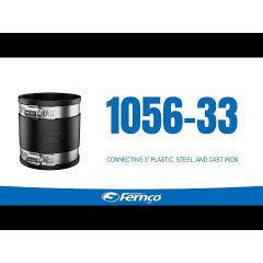 Fernco 1056-33 3 in. Flexible PVC Pipe Coupling for Cast Iron and Plastic Plumbing Connections in White