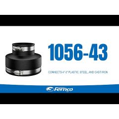Fernco 1056-43W Reducing 4 x 3 Inch Flexible Pipe Coupling Plumbing Socket for Plastic PVC ABS, Cast Iron, and Lead in White