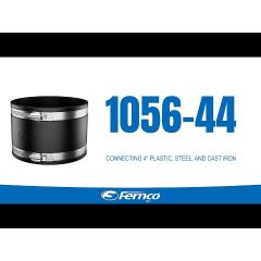Fernco 1056-44W 4 Inch Flexible Pipe Coupling Plumbing Socket for Plastic PVC ABS, Cast Iron, and Lead in White