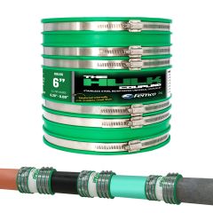 Fernco 6" Hulk Pipe Coupling Non Shear Below Ground Rated Universal Connector for Clay, Plastic, Concrete Ductile and Cast Iron Materials