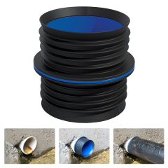 Fernco 4” ICON Pushfit DWV Internal Coupling Sheared Off Pipe Connector, Plastic, Cast Iron and Copper