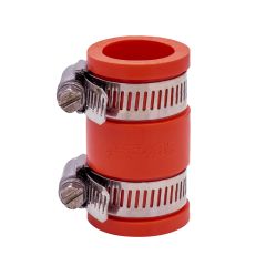 Fernco 1056-075 3/4-in. Flexible PVC Pipe Coupling for Cast Iron and Plastic Plumbing Connections in Red