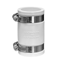 Fernco 1056-125 1-1/4 in. Flexible PVC Pipe Coupling for Cast Iron and Plastic Plumbing Connections in White