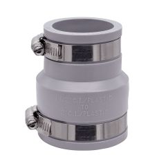 Fernco 1056-215 Reducing 2 in. x 1-1/2 in. Flexible PVC Pipe Coupling for Cast Iron and Plastic Plumbing Connections in Gray