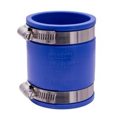 Fernco 1056-22 2 in. Flexible PVC Pipe Coupling for Cast Iron and Plastic Plumbing Connections in Blue