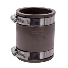 Fernco 1056-22 2 in. Flexible PVC Pipe Coupling for Cast Iron and Plastic Plumbing Connections in Brown