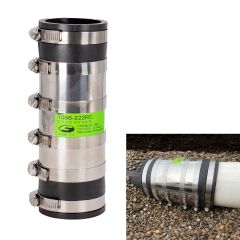 Fernco 2-inch XL Flexible Pipe Coupling Connector Fitting with Stainless Shield, Below Ground Plastic, Cast Iron, Steel