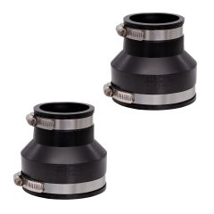 Fernco 2-Pack 1056-32 Reducing 3-in. x 2-in. Flexible PVC Pipe Coupling for Cast Iron and Plastic Plumbing Connections in Black