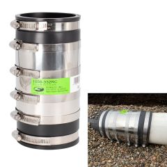 Fernco 3-inch XL Flexible Pipe Coupling Connector Fitting with Stainless Shield, Below Ground Plastic, Cast Iron, Steel
