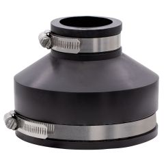 Fernco 1056-415 Reducing 4-in. x 1-1/2-in. Flexible PVC Pipe Coupling for Cast Iron and Plastic Plumbing Connections in Black