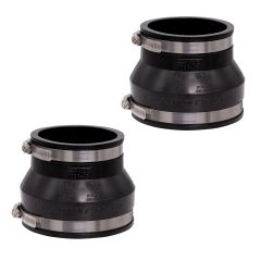 Fernco 2-Pack 1056-43 Reducing 4-in. x 3-in. Flexible PVC Pipe Coupling for Cast Iron and Plastic Plumbing Connections in Black