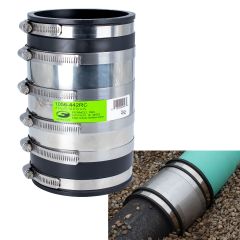 Fernco 4-inch XL Flexible Pipe Coupling Connector Fitting with Stainless Shield, Below Ground Plastic, Cast Iron, Steel