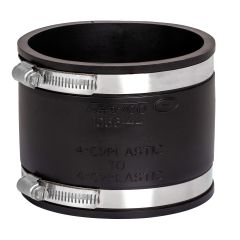 Fernco 1056-44 4-in. Flexible PVC Pipe Coupling for Cast Iron and Plastic Plumbing Connections in Black