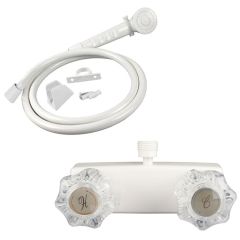 Ultra Faucets UF08263/UF08270 White RV Mobile Home Shower Faucet With Hand-Held Shower