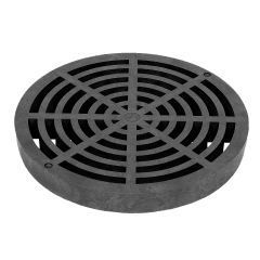 Fernco Storm Drain FSD-094X-RF 9-inch Round Flat Grate for Drain Catch Basin - Black