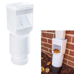 Amerimax Flex-Grate Downspout Debris Filter Strainer Gutter Leaf Guard Residential Connector, White