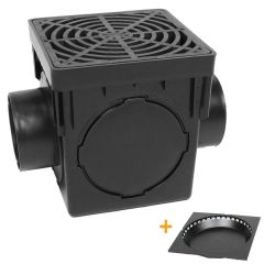 StormDrain FSD-094-K 9-Inch Square Black Catch Basin Drain Box Kit with Black Grate